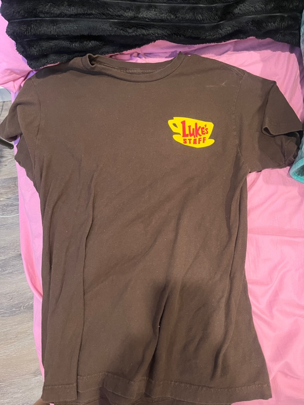 Warner Bros. Luke's Staff Brown Short Sleeve Tee with Yellow Logo